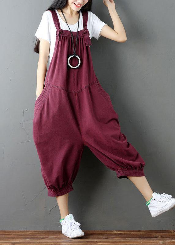 Women Blue Pockets Button Fall Casual Cotton Romper