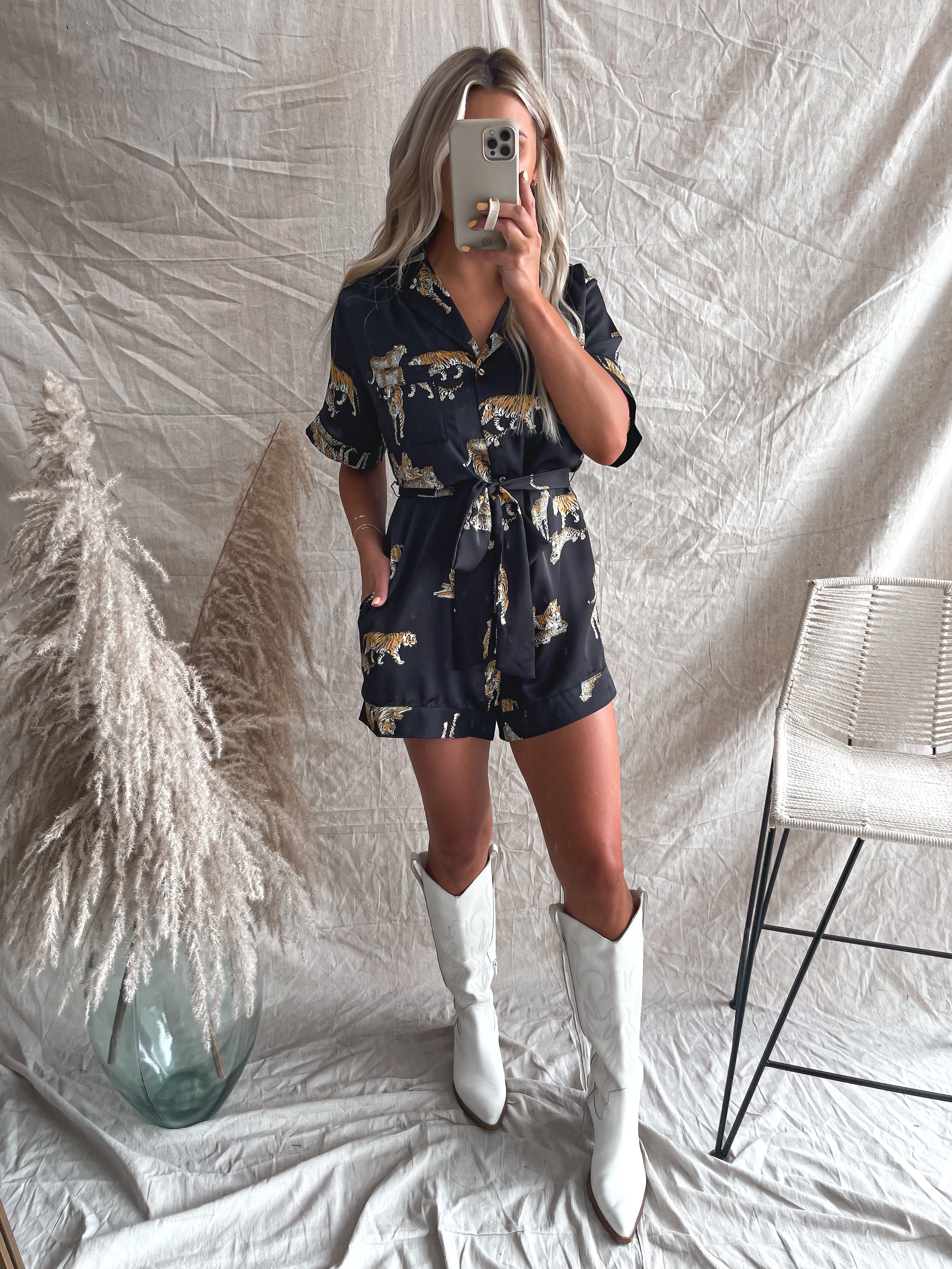 Born To Be Wild Romper in Black