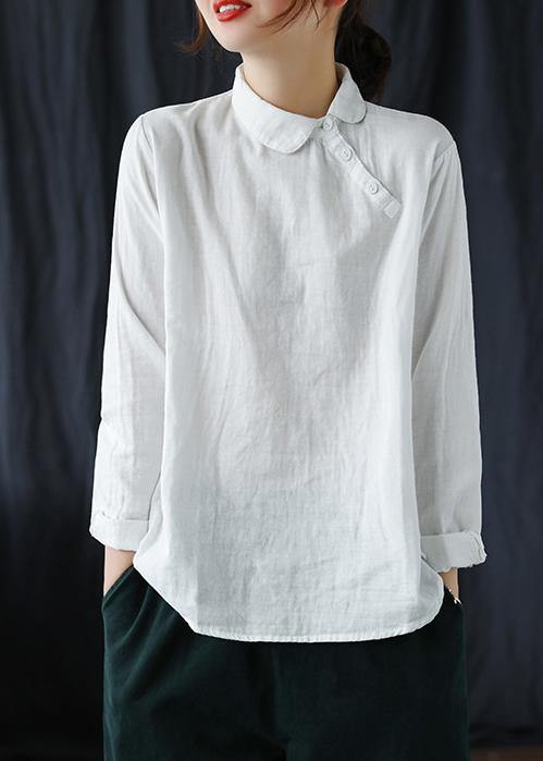 Chic White Clothes Lapel Button Down Spring Blouses