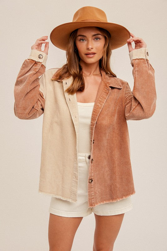 Autumn Winds Shacket in Cream/Camel