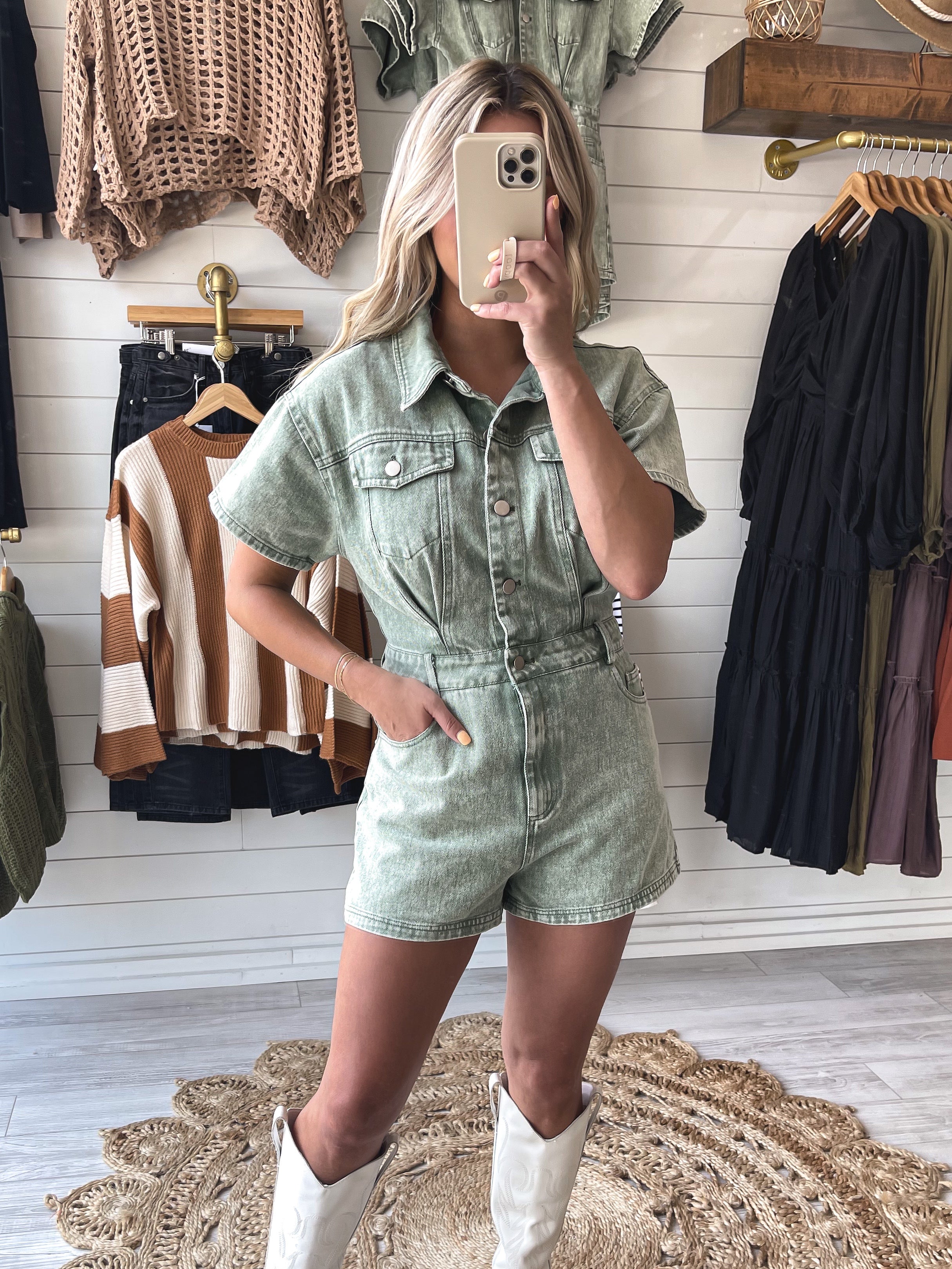 High Stakes Romper in Olive